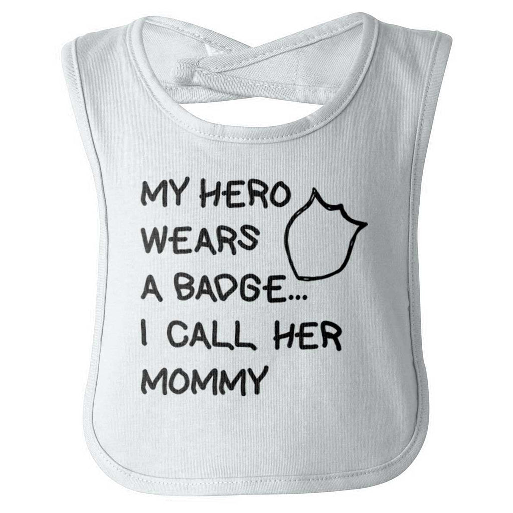 Hero Wears Badge Infant Baby Bib-Direct To Garment Print-Brisco Baby
