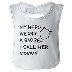 Hero Wears Badge Infant Baby Bib-Direct To Garment Print-Brisco Baby