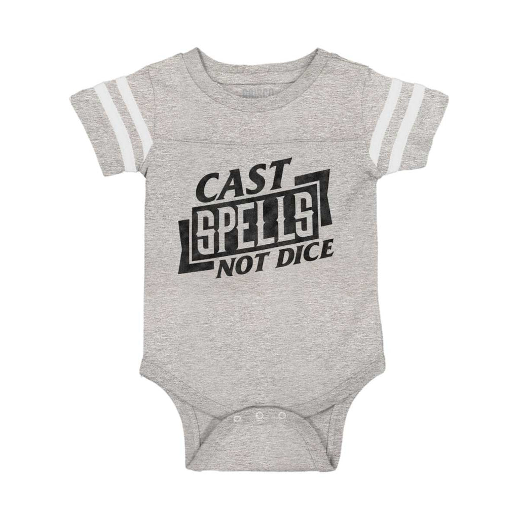 Cast Spells Not Dice Dungeons Football Romper Bodysuit-Direct To Garment Print-Brisco Baby