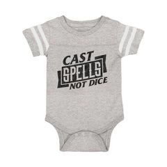 Cast Spells Not Dice Dungeons Football Romper Bodysuit-Direct To Garment Print-Brisco Baby