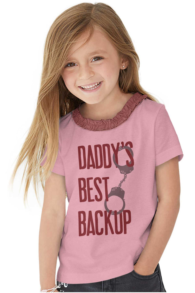 Daddy's Best Backup Toddler Ruffled Trim T-Shirt-Direct To Garment Print-Brisco Baby