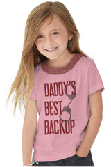 Daddy's Best Backup Toddler Ruffled Trim T-Shirt-Direct To Garment Print-Brisco Baby