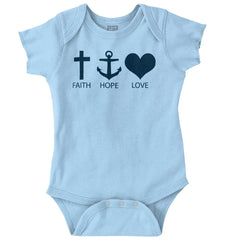 Faith Anchor Love Romper Bodysuit-Direct To Garment Print-Brisco Baby