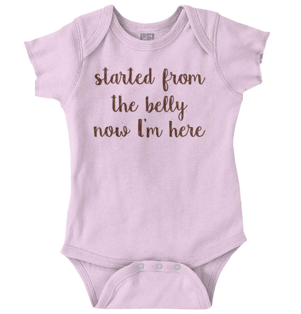 Started From The Belly Romper Bodysuit-Direct To Garment Print-Brisco Baby
