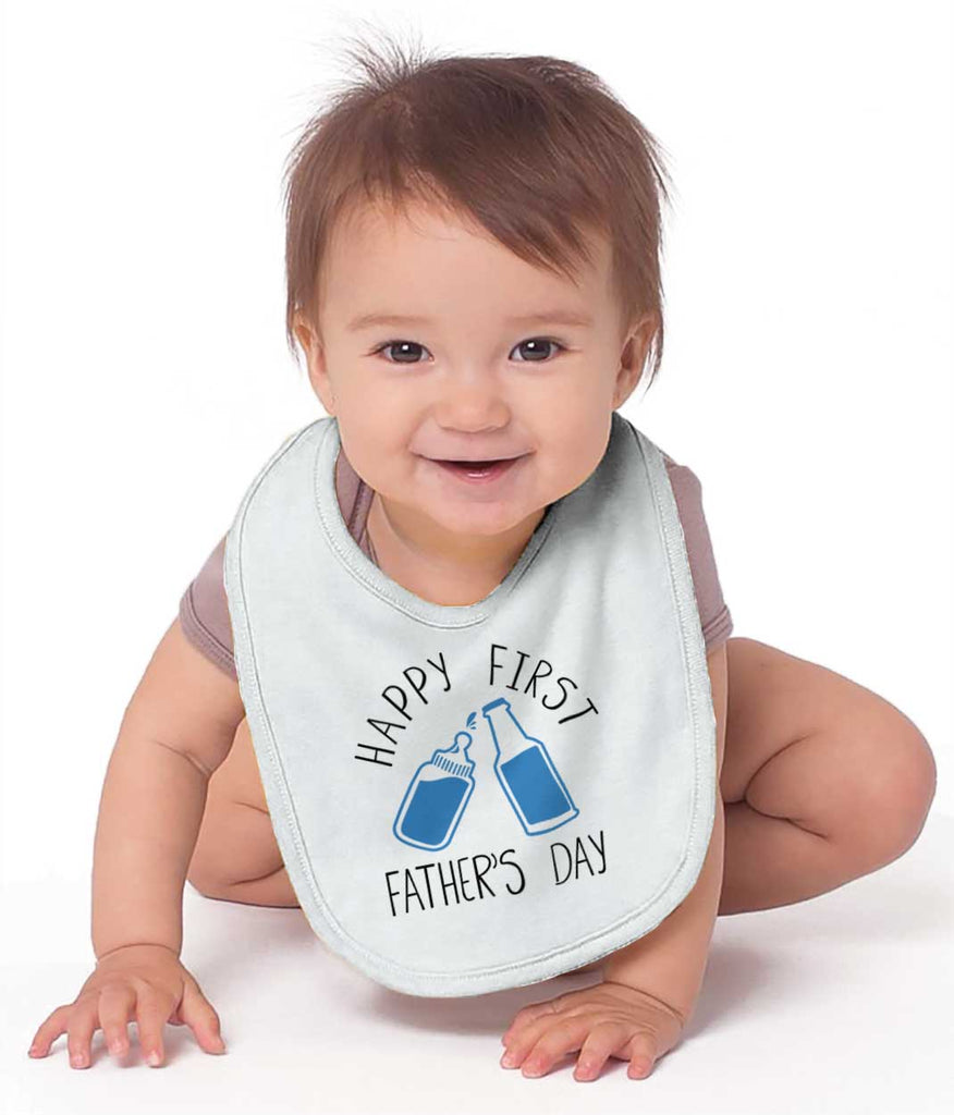 First Father's Day Infant Baby Bib-Direct To Garment Print-Brisco Baby