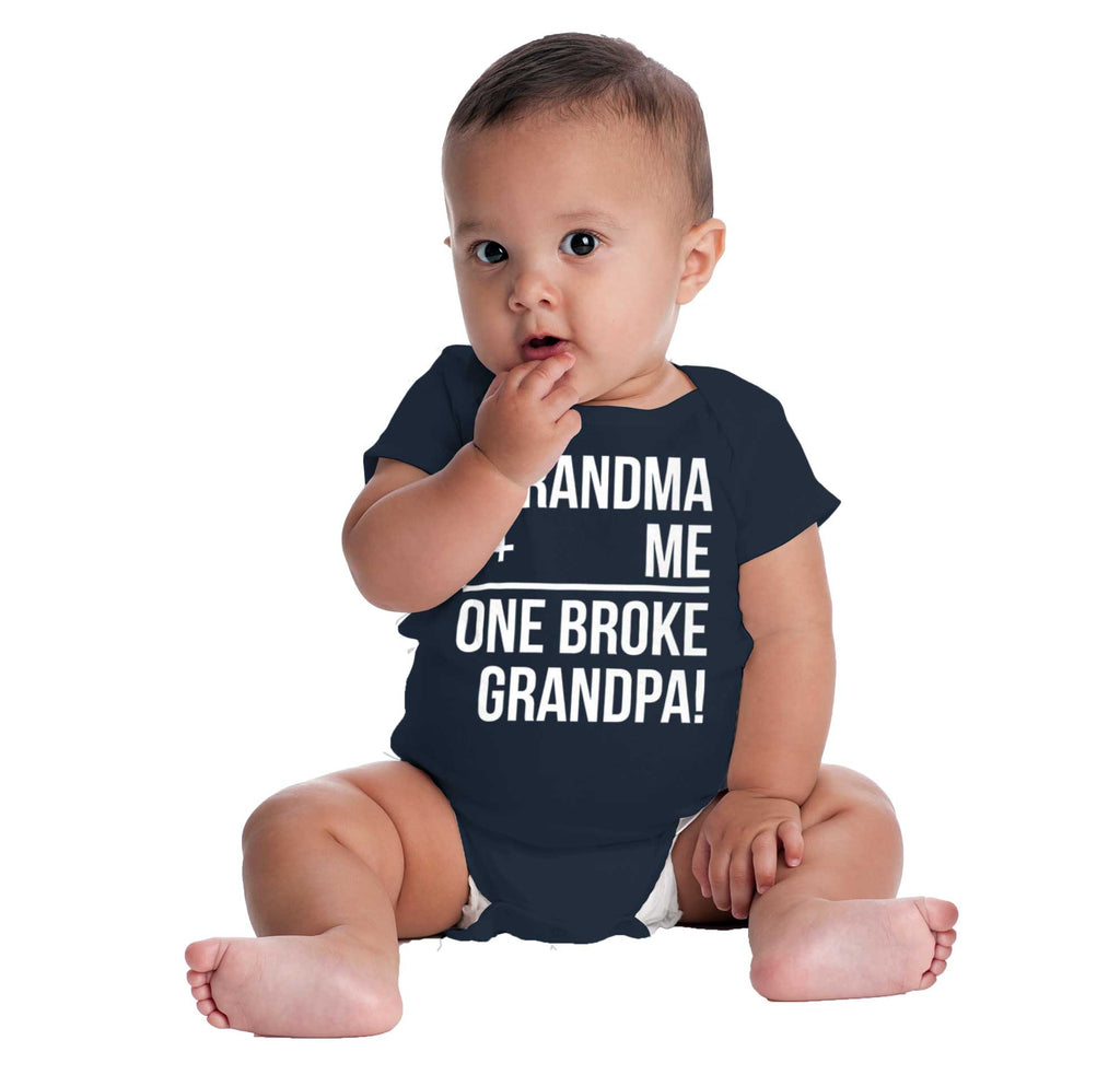 One Broke Grandpa Romper Bodysuit-Direct To Garment Print-Brisco Baby