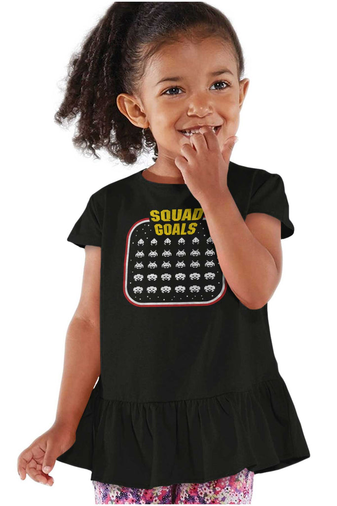 Squad Goals Video Gaming Nerd Toddler Ruffle Bottom Tee-Direct To Garment Print-Brisco Baby