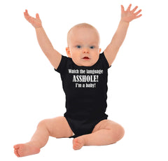 Watch The Language Romper Bodysuit-Direct To Garment Print-Brisco Baby
