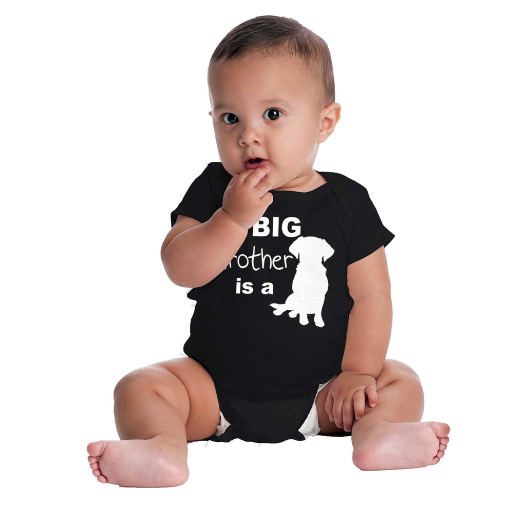 Brother is a Dog Romper Bodysuit-Direct To Garment Print-Brisco Baby