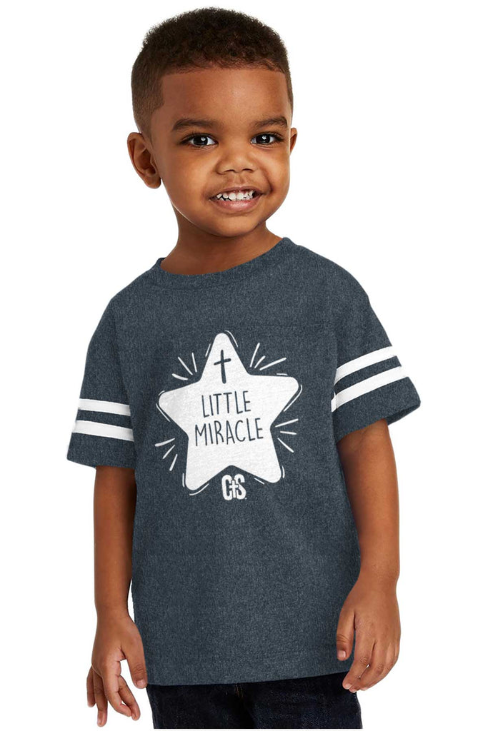 Little Miracle Toddler Football Jersey Tee-Direct To Garment Print-Brisco Baby
