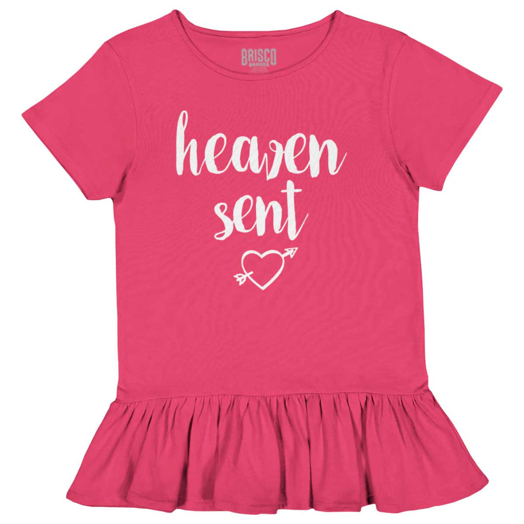 Heaven Sent Toddler Ruffle Bottom Tee-Direct To Garment Print-Brisco Baby