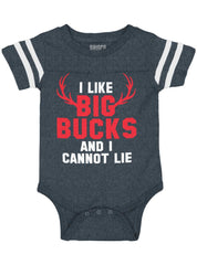 I Like Big Bucks Football Romper Bodysuit-Direct To Garment Print-Brisco Baby