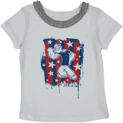 Stars Stripes Popeye Toddler Ruffled Trim T-Shirt-Direct To Garment Print-Brisco Baby