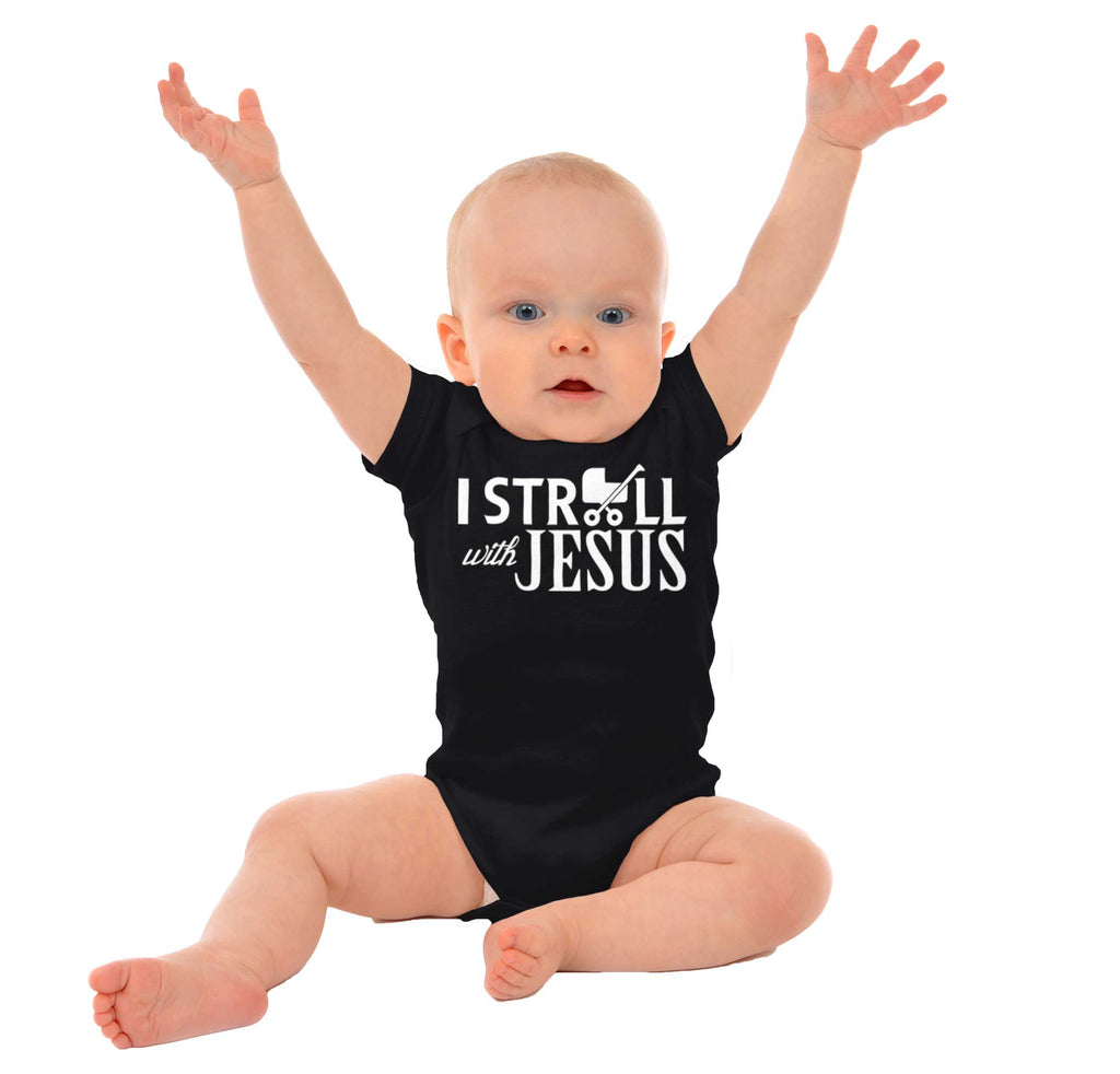 Stroll With Jesus Romper Bodysuit-Direct To Garment Print-Brisco Baby