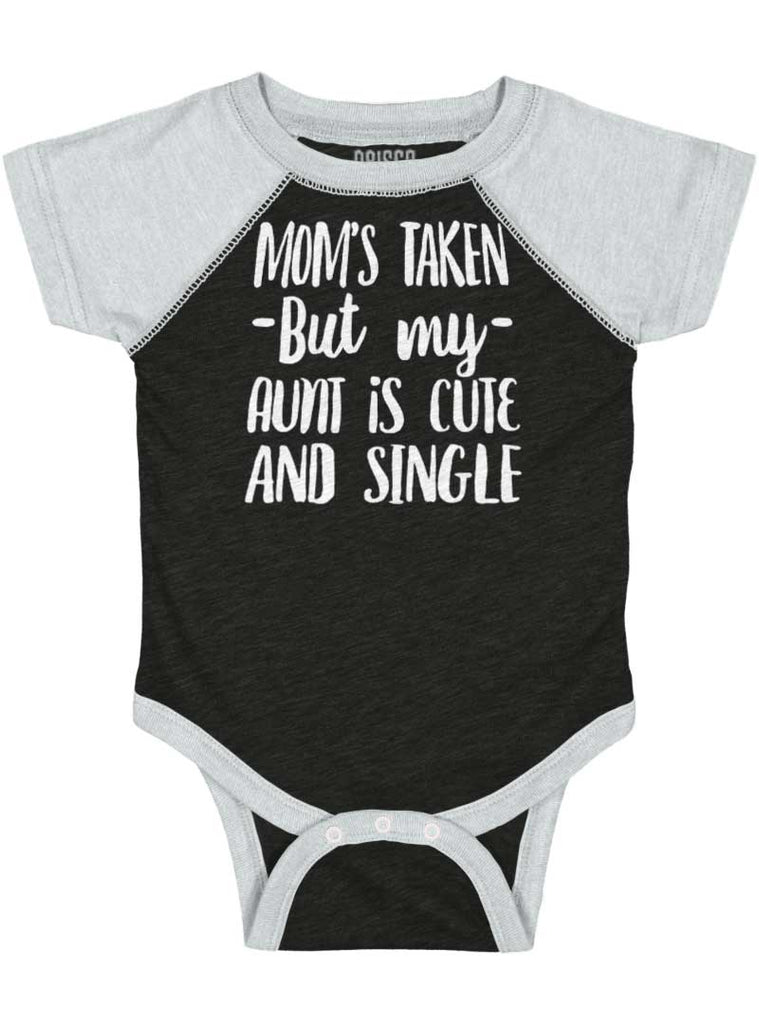 Aunt is Single Raglan Romper Bodysuit-Direct To Garment Print-Brisco Baby
