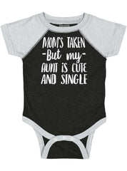 Aunt is Single Raglan Romper Bodysuit-Direct To Garment Print-Brisco Baby