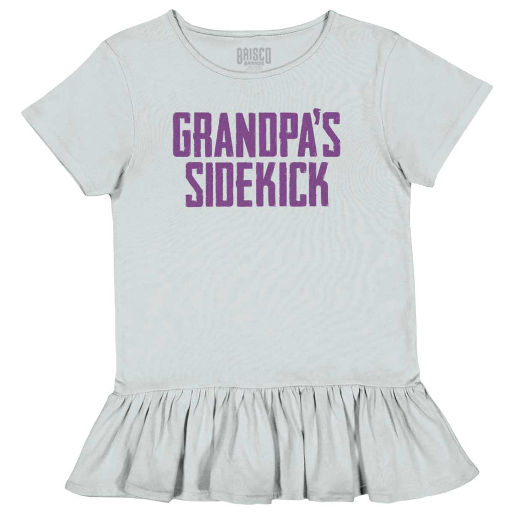 Grandpa's Sidekick Toddler Ruffle Bottom Tee-Direct To Garment Print-Brisco Baby
