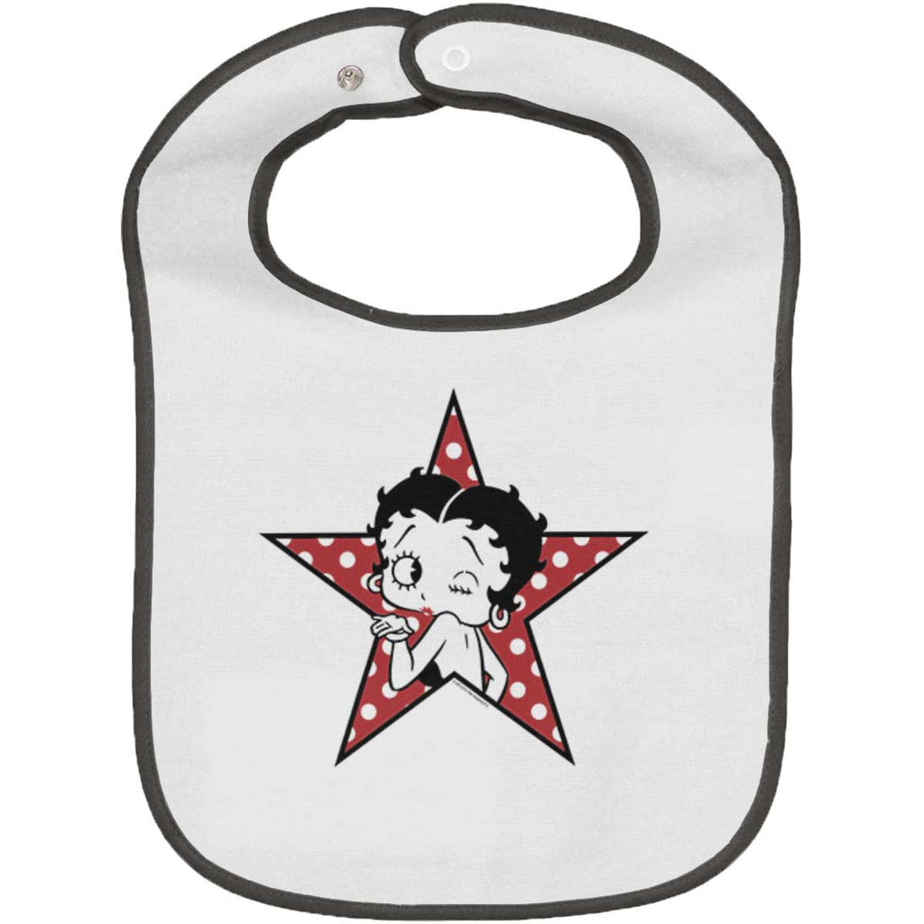 Betty Star Trimmed White Snap Bib-Direct To Garment Print-Brisco Baby