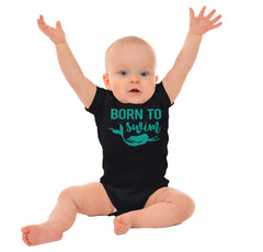 Born To Swim Romper Bodysuit-Direct To Garment Print-Brisco Baby