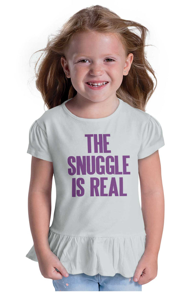 Snuggle Is Real Toddler Ruffle Bottom Tee-Direct To Garment Print-Brisco Baby