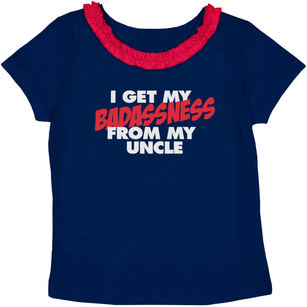 Badass Uncle Toddler Ruffled Trim T-Shirt-Direct To Garment Print-Brisco Baby