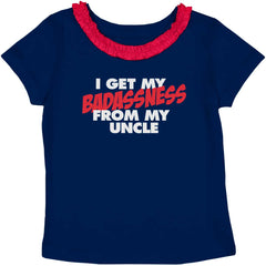 Badass Uncle Toddler Ruffled Trim T-Shirt-Direct To Garment Print-Brisco Baby