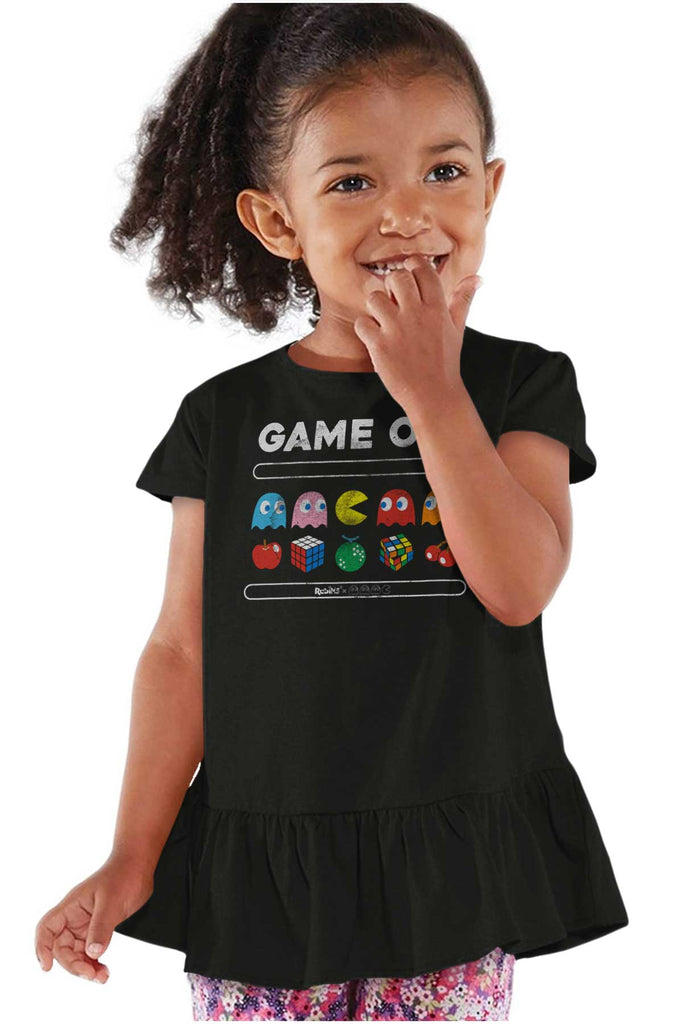 Game On Pac-Man Toddler Ruffle Bottom Tee-Direct To Garment Print-Brisco Baby