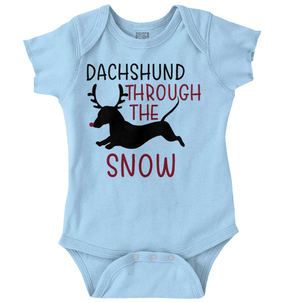 Dachshund Through Snow Romper Bodysuit-Direct To Garment Print-Brisco Baby