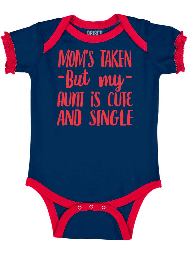 Aunt is Single Baby Ruffled Trim Romper-Direct To Garment Print-Brisco Baby