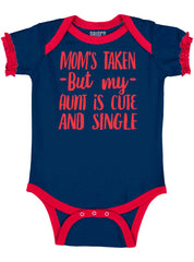 Aunt is Single Baby Ruffled Trim Romper-Direct To Garment Print-Brisco Baby