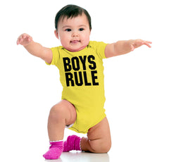 Boys Rule Romper Bodysuit-Direct To Garment Print-Brisco Baby