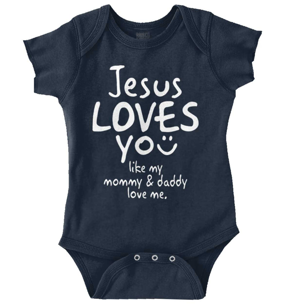 Jesus Loves You Romper Bodysuit-Direct To Garment Print-Brisco Baby