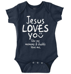 Jesus Loves You Romper Bodysuit-Direct To Garment Print-Brisco Baby