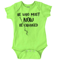 He Who Must Be Changed Romper Bodysuit-Direct To Garment Print-Brisco Baby