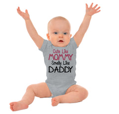 Cute Mommy Smelly Daddy Romper Bodysuit-Direct To Garment Print-Brisco Baby