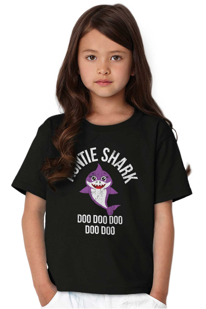Cartoon Auntie Shark Youth T Shirt-Direct To Garment Print-Brisco Baby