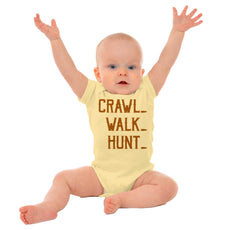 Crawl Walk Hunt Baby Romper Bodysuit-Direct To Garment Print-Brisco Baby