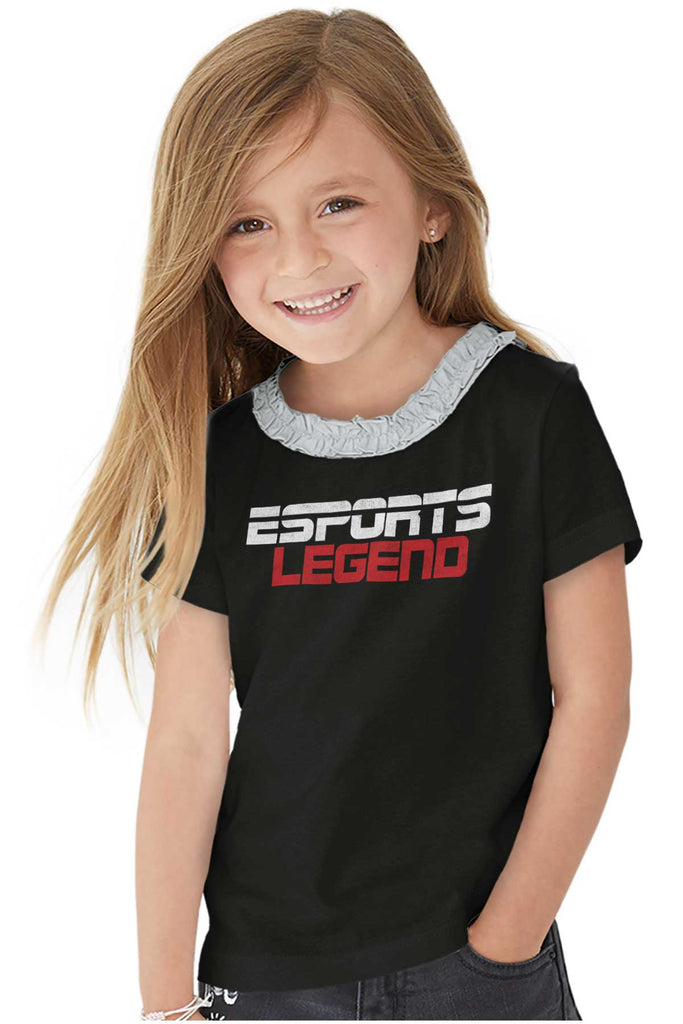 Sports Legend Professional Gamer Toddler Ruffled Trim T-Shirt-Direct To Garment Print-Brisco Baby