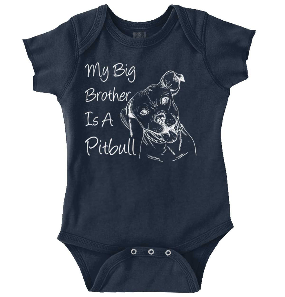 Brother is a Pitbull Romper Bodysuit-Direct To Garment Print-Brisco Baby