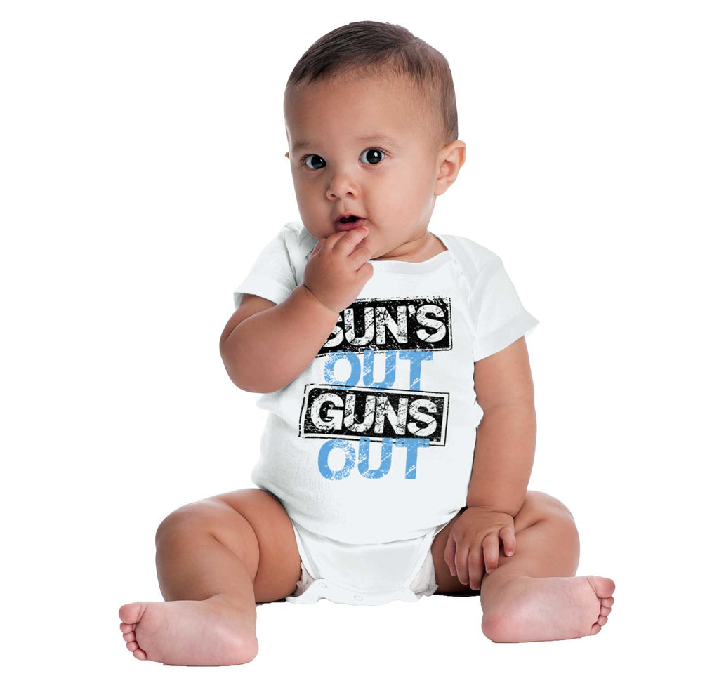 Guns Out Romper Bodysuit-Direct To Garment Print-Brisco Baby