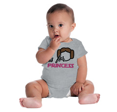 P Is For Princess Leia Romper Bodysuit-Direct To Garment Print-Brisco Baby