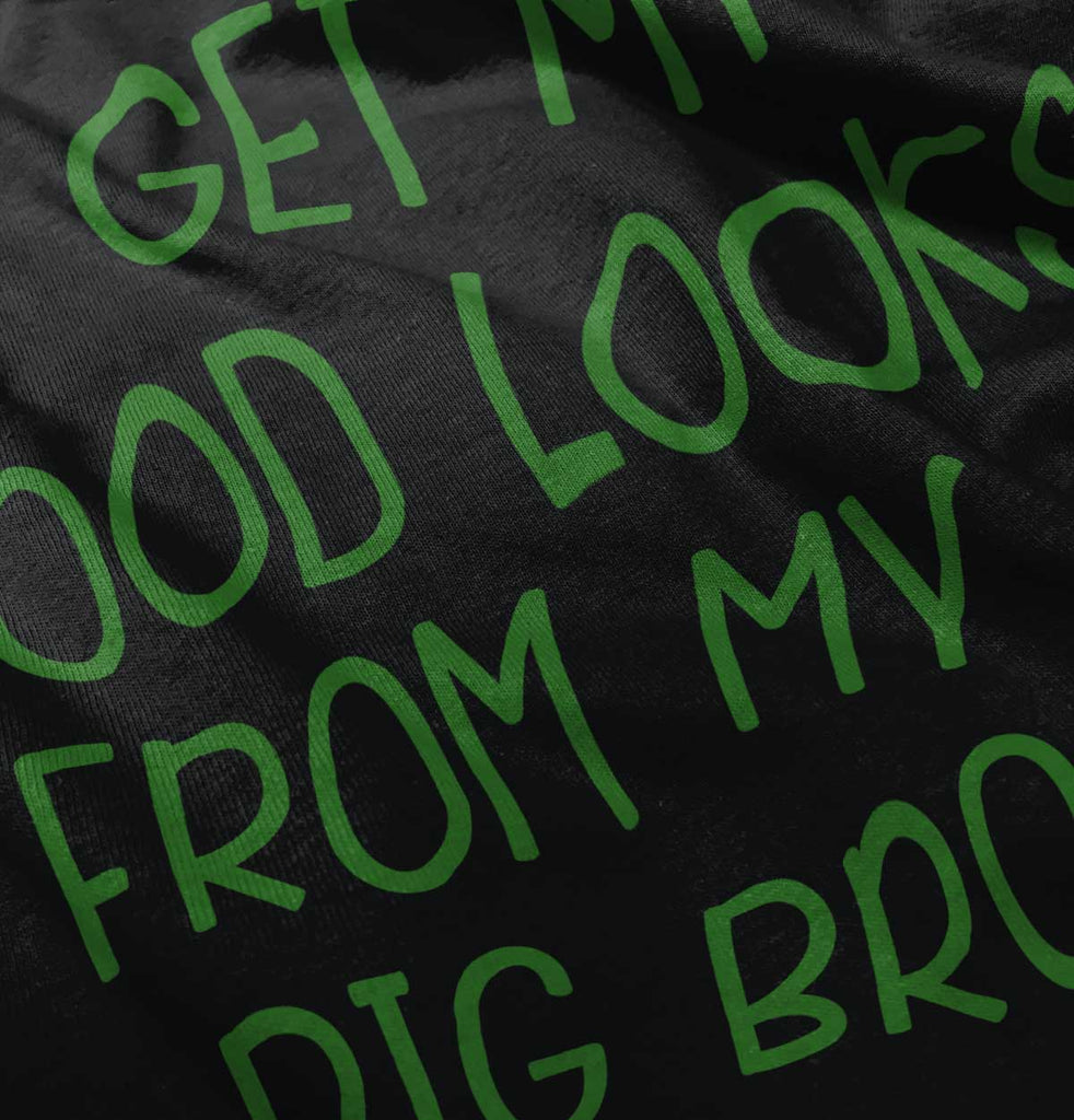 Good Looks From My Big Bro Infant Baby Bib-Direct To Garment Print-Brisco Baby