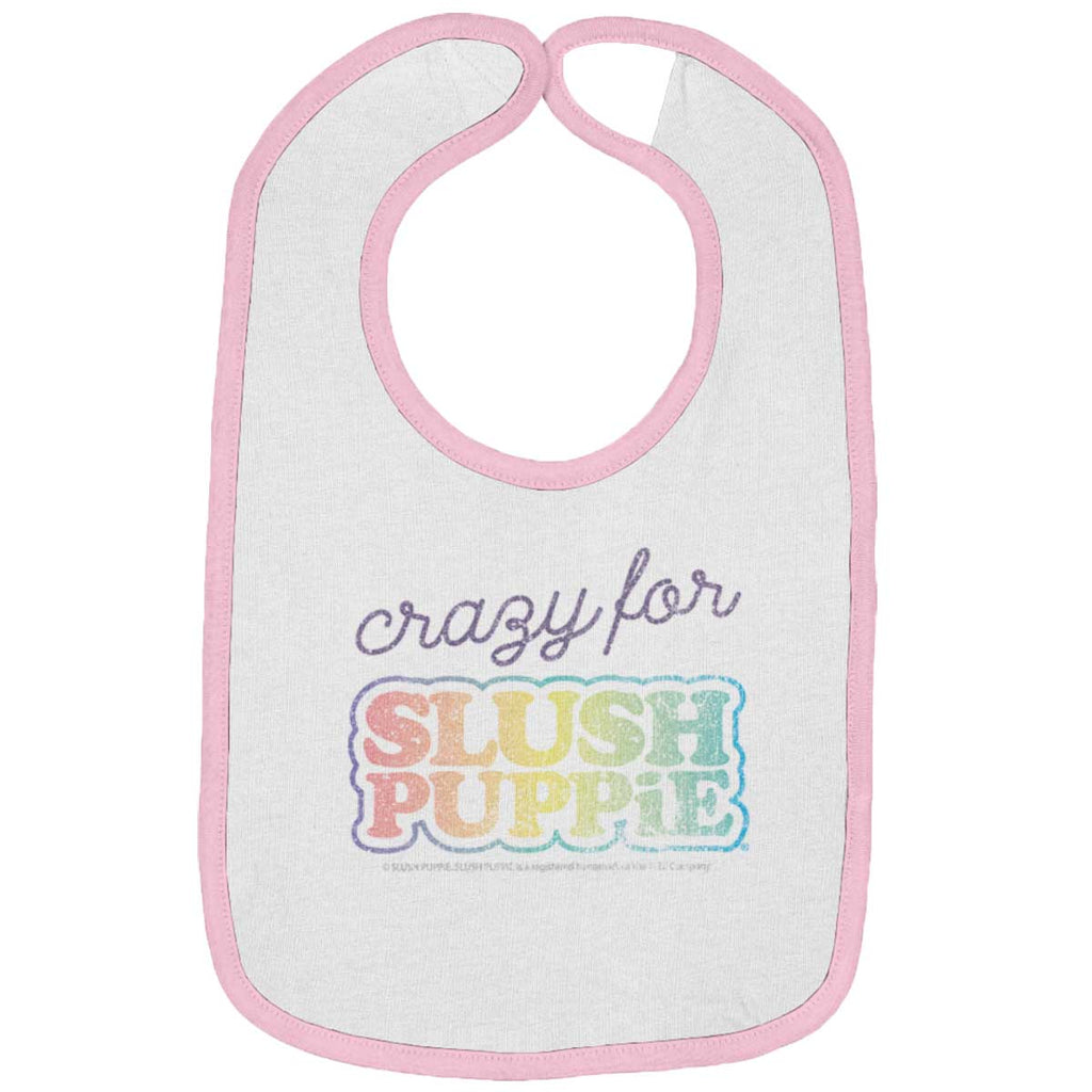Crazy For Slush Puppie Trimmed Colored Velcro Bib-Direct To Garment Print-Brisco Baby