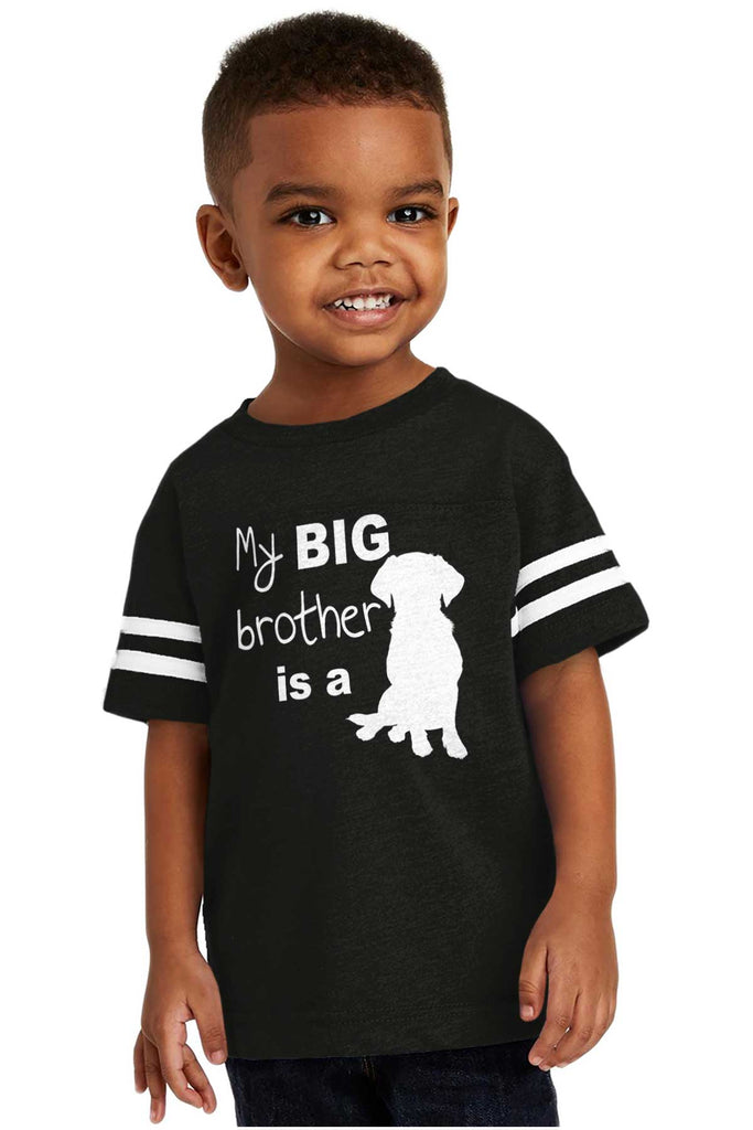 Brother is a Dog Toddler Football Jersey Tee-Direct To Garment Print-Brisco Baby