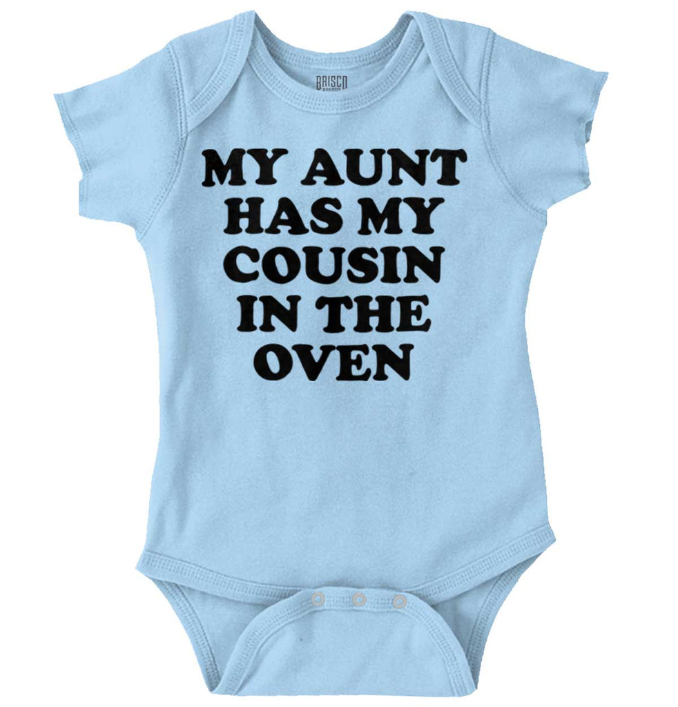 Aunt Has Cousin In Oven Romper Bodysuit-Direct To Garment Print-Brisco Baby