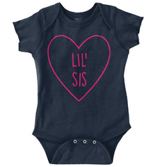 Lil' Sis Heart Romper Bodysuit-Direct To Garment Print-Brisco Baby