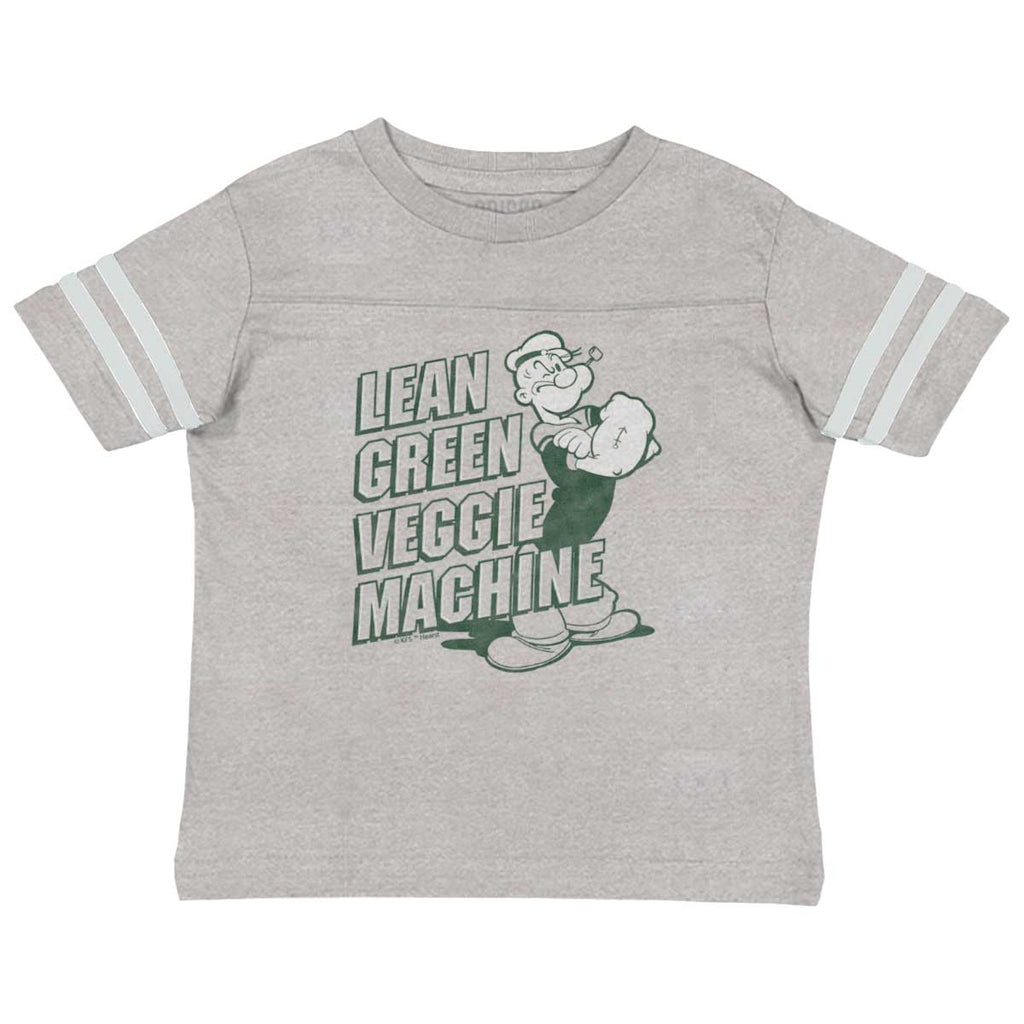 Lean Green Veggie Machine Toddler Football Jersey Tee-Direct To Garment Print-Brisco Baby