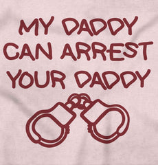 Arrest Your Daddy Toddler Ruffled Trim T-Shirt-Direct To Garment Print-Brisco Baby