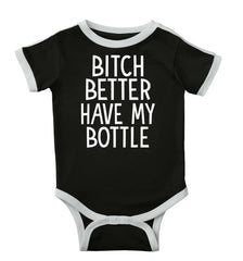 My Bottle Ringer Romper Bodysuit-Direct To Garment Print-Brisco Baby