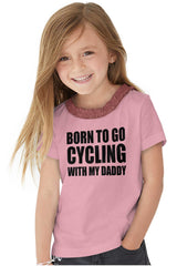 Cycling With Daddy Toddler Ruffled Trim T-Shirt-Direct To Garment Print-Brisco Baby